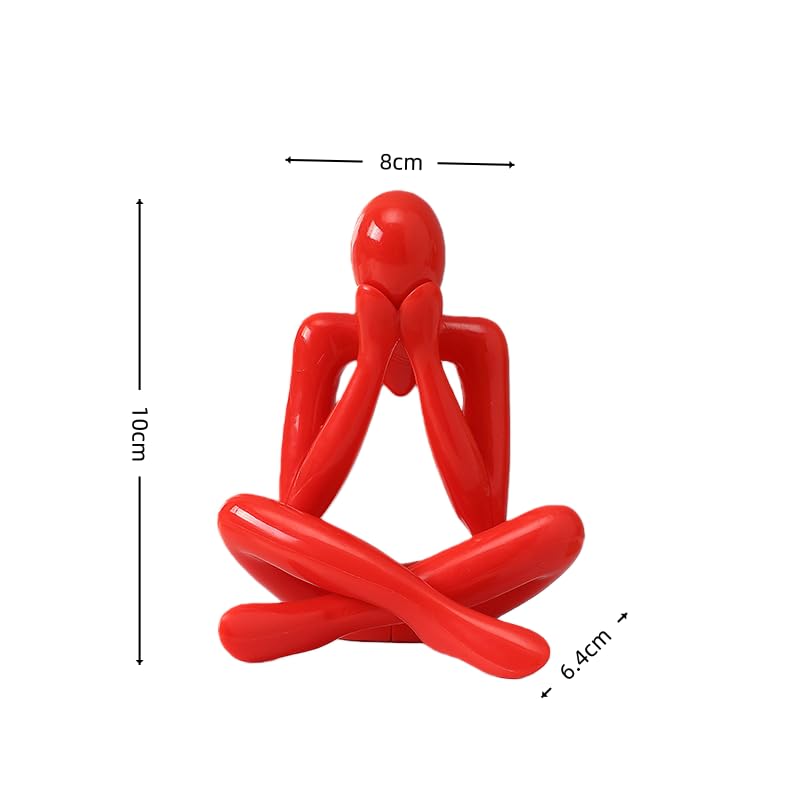 Abstract Human Figure Sculpture, Red Acrylic Modern Art Decor Statue, 4-Piece Set for Living Room, Entryway, Shelf & Office