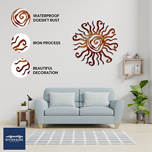 Riverside Designs Wacky Sun Metal Wall Art Indoor/Outdoor Decor - 30" Copper Rust Proof Wall Sculpture - Made in USA - Ideal for Bedroom, Garden, Home, Patio and Farmhouse - color: Copper, size: 30"L x 30"W