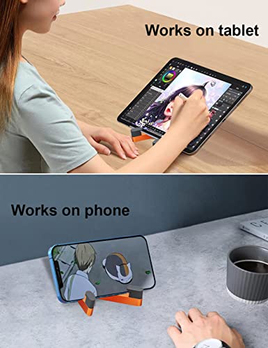 MONEER Cell Phone Stand, Phone Stand for Desk, Foldable & Portable iPhone Stand, Cell Phone Holder Desk Compatible with All Mobilephone, iPhone, iPad mini, Tablet 4-10.5" (Orange) - color: Orange