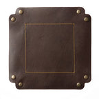 USA Handmade Premium Leather Valet Tray, Folds Flat! Dice Rolling Basket and Organizer with Brass Snaps (Brown Gold, Large) - color: Brown Gold, size: 7" x 7" x 2"