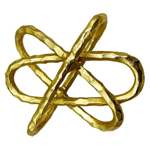 Pemberly Row Handmade Aluminum Abstract Sculpture, Gold Finish, 8x8x3 Inches, Decorative Modern Design for Living Room, Bedroom, or Office Decor - color: Gold