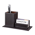 KINGFOM PU Leather Desk Organizer and Accessories, Pencil Holder for Desk with Business Cards Stand, School Office Supplies Collection Caddy Brown - color: Brown