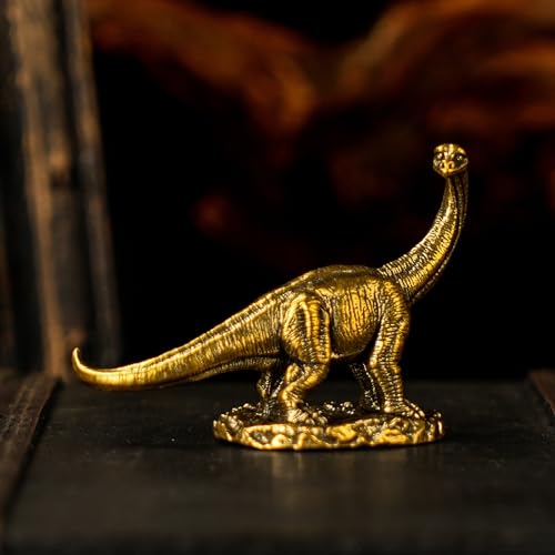 CHOVY Retro Brass Dinosaur Sculpture - Brachiosaurus Figurine in Solid Heavy-Duty Brass, Handcrafted Desk Decor for Office, Study & Unique Gift for Dinosaur and Science Enthusiasts - color: Lianglong