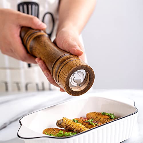 Wooden Pepper Mill Pepper Grinder Kit Manual mills Solid With Strong Adjustable Ceramic Grinders Set 8 Inches - color: B Retro colour Pepper Mill
