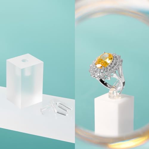 Acrylic Jewelry Ring Display Stand 4 Piece Acrylic Jewelry Ring Display Stand Showcase(Transparent) - color: Transparent