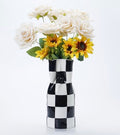 Ceramic Modern Checker Vase for Home Decor, Aesthetic Decoration for Livng Room, Bedroom, Kitchen, Minimalism Abstract Flower Vase Boho Chi, Wabi-Sabi, Hand-Pinched Pottery