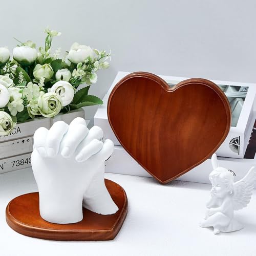 Menkxi 7.1 x 6.3 x 0.6 Inch Heart Shaped Wood Base Hand Casting Sculpture Base Hand Casting Kit Wood Display Stand for Anniversary Wedding Gift DIY Crafts Home Decoration - style: Heart