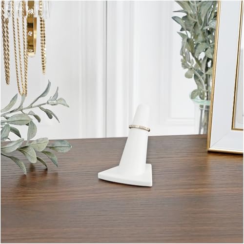 Plymor White Rubber Ring Finger Display, Single on Triangular Base, 2" W x 1.625" D x 2.125" H - color: White