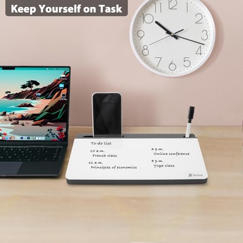 Varhomax Glass Desk Buddy Whiteboard with Storage, Small Dry Erase Desktop White Board Caddy to-do List Memo Notepad for Office, School and Home Office Supplies (Gray and White) - color: Gray & White