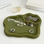 Green Ceramic Jewelry Tray Dish Large-sized Display Organizer Trinket Watch Keys, Dressing Table Decor Aesthetic Dish Holder for Mother's Day/Christmas/Thanksgiving/Birthday Gift