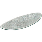 MDLUU Small Glass Mosaic Decorative Silver Boat Shaped Tray, Living Room Table Centerpiece Bowl, Home Decor Accent Plate for Orbs, Candles, Potpourri