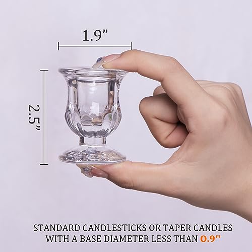 Letine Candlestick Holders Set of 12-2.5" H Taper Candle Holders Bulk - Clear Glass Candle Holder for Rustic Wedding Centerpiece Table Decorations, Valentine's Day & Thanksgiving Decorations Indoor - color: Clear