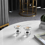 Reversible Crystal Candle Holders Pack of 2, Clear Tealight or Taper Candlesticks, Table Centerpiece Home Decor for Wedding, Dining, Party(3.1in Tall)