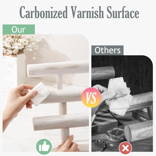 ProCase Bracelet Holder Display Bracelet Organizer, Wooden Bracelet Stand for Selling, T-bar Bangle Storage Rack Wood Watch Display Tower for Business - 3 Tier, White - color: White, size: 3 Tier