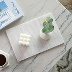 Koville Natural Marble Cutting Board for Kitchen Countertop, 12" x 8" Pastry Bread Macaron Display Board, Real Stone Slab Marble Cheese Boards, Bathroom Perfume Tray Candle Plate(Nestos White) - color: Nestos White