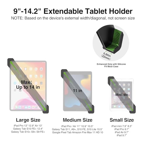 elitehood Aluminum Diagonal Design 72" iPad Tripod Floor Stand, Heavy Duty Adjustable Tablet Stand Holder, Flexible Gooseneck iPad Stand for Pro 13 12.9 11, Air, Samsung Tab and More 9-14.2" Devices - size: 9–14.2" · Diagonal Clamp