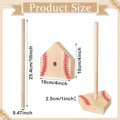 Beeveer 2 Sets Baseball Wooden Ring Holder 10 Inches Softball Ring Display Stand Stacked Storage Organizer Christmas Birthday Gift for Dad Grandpa - color: Red Color