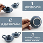 Set of 2 Ceramic Candle Holders，Taper Candle Holder with Handle Nordic Style Candle Burning Display Holder for Home Wedding Party Anniversary Housewarming Gifts （Blue） - color: Color 3