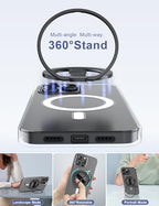 EWA MagOne 3rd Gen [Compatible with MagSafe] Phone Grip Stand with Finger Strap, Removable Magnetic Ring Holder Kickstand Loop for iPhone 17,16,15,14,13,12 Series (Black) - color: Black
