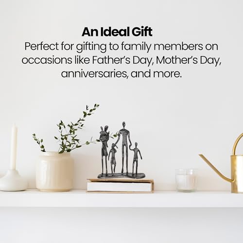 Rustic Family Figurines Family of Five Sculptures Parents and Kids Statues for Bedroom Décor Cast Iron Family Sculpturefor Living Room DecorGifts for Family Modern Home Décor - style: Family of Five Sculptures