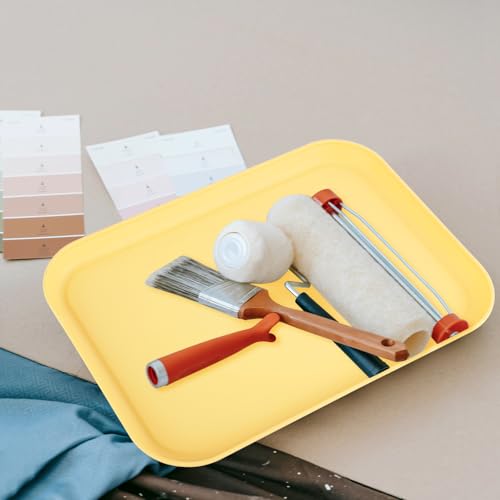 Yellow Plastic Serving Platters and Trays,Serving Dishes for Entertaining,Rectangular Platters for Serving Food, Appetizer Serving Trays for Snacks,Charcuterie,Chips,Candy,Fruit,Sushi - color: Tray-s-2pack-milk Yellow