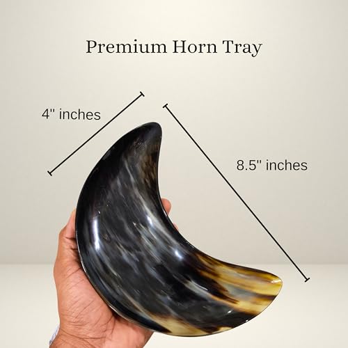 Moon Shape Horn Made Dish Tray for Dining Table Decent Design Decorative Functional Moon Shape Tray to Serve Snack Catch-All Tray-Decor Tray-use as Coffee Table Tray Entryway Farmhouse Décor Bowl