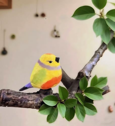 Handmade Wooden Leiothrix Figurines- Hand-Carved Colorful Lovebird Statues - Solid Wood Bird Sculptures for Home Decor, Wedding Anniversary & Bird Lover Gifts - color: Colour