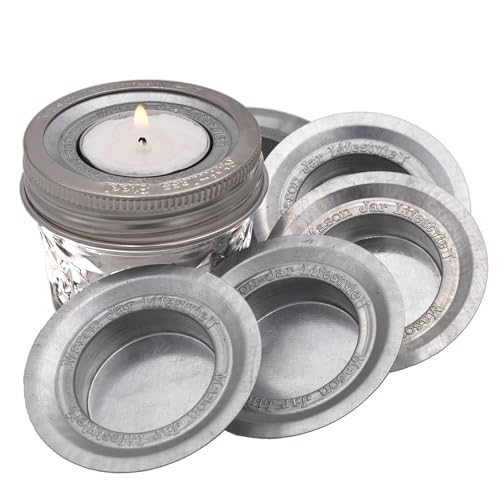Tea Light Candle Holder Metal Lid Inserts by Mason Jar Lifestyle (6 Pack, Regular Mouth) - size: Regular Mouth