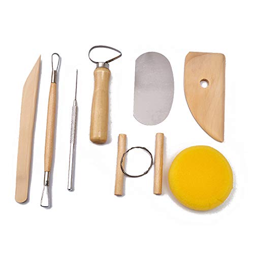 S & E TEACHER'S EDITION 8 Pcs Pottery & Clay Sculpting Tools, Double-Sided, Smooth Wooden Handles. - size: 8 PCS