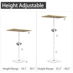 Small Laptop Standing Desk, 18“H - 46”H Adjustable Height Pedestal Side Table with Wooden Top, Portable Tall End Table, Stand-Up Desk for Bedside, Couch, Sofa, Living Room, Bedroom, Home Office, White - color: White