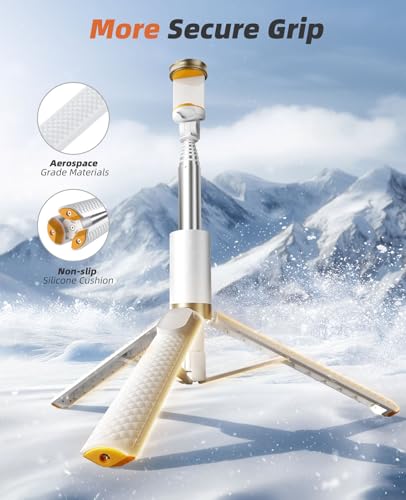 Vimose Phone Tripod & Selfie Stick with Remote, Portable, Lightweight for Video Recording Vlog, Extendable Travel Tripod Stand Compatible with iPhone Android, White, 62" - color: White