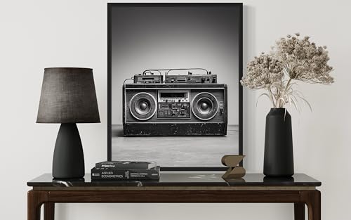 Boombox Art Music Poster - Musical Instrumental Wall Art Print - Black and White - Photography Musical Art - Bedroom or Office Living Room Decor 137 (Boombox, 18 x 24 inches, Unframed) - color: Boombox, size: 24"L x 18"W