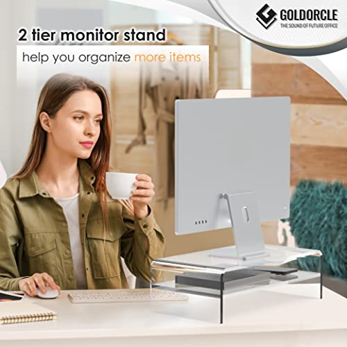 Acrylic Monitor Stand Riser Clear Computer Monitor Stand (Big)