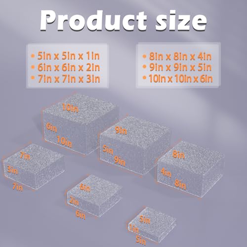 Buffet Risers, Food Display Risers for Party, White Acrylic Risers Display Stand for Buffet Table, Catering Displays for Dessert, Cube Box Nesting Riser with Hollow Bottoms (5"x6"x7"x8"x9"x10" 6PCS Water Ripple) - color: 5"x6"x7"x8"x9"x10" 6PCS Water Ripp