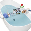 Yieach Luxury Clear Acrylic Bathtub Tray with Book Holder,Expandable Bath Tray for Tub and Bath Shelf Over Tub,Plastic Bath Table & Board,Bath Caddy Trays & Accessories for Women Relaxing Spa Gifts - size: L - (33.1 to 41.4 in）