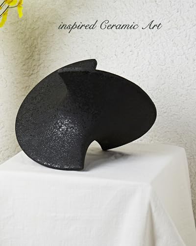 UPWOIGH Black Ceramic Inspired Decor, 5.12x7.28x5.12 in Handmade Premium Personalized Ceramic Balancing Sculpture for Living Room,Table Décor,1Pack - color: Black Ceramic Inspired Décor