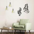 Musical Note Metal Wall Art Vase with Flowers, Hanging Decor for Indoor Living Room, Kitchen, Bedroom (Guitar Musical Notes 2 Pack)