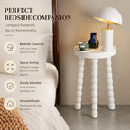 LitaEther Bobbin Side Table, Solid Wood Half Moon End Table, Small Wooden Accent Table with Chunky Turned Legs, Plant Stand for Living Room Bedroom Entryway, Modern Farmhouse Bedside Table, White - color: White