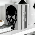 Peacoblue Metal Bookends for Shelves, Modern Decorative Heavy Duty Study Book Ends Stoppers for Office, Desk, Shelf, Room 5.3"x4.3"x7.9" Cast Iron Simple Tall Bookends 1 Pair (Skull) - style: skull
