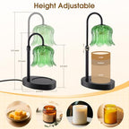 Candle Warmer Lamp Adjustable Timer Electric－Green Flower-Shaped Wax lamp - color: Green