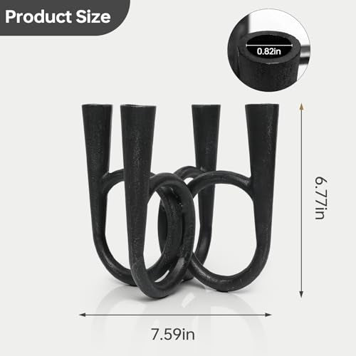 Antique Brass Candle Holder, Iron Taper Candle Holders, Vintage Cast Iron Decorative Candle Stands, Tall Candle Holders for Wedding, Dining Table, Home Decor - color: Black