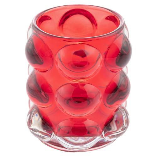 Karma, Lucia Hobnail Votive, Tea Lights Candle Holder, Glass Votive Candle Holders for Table Decorations, Baby Shower, Birthday Party, Weddings and Home Decor, Red - color: Red