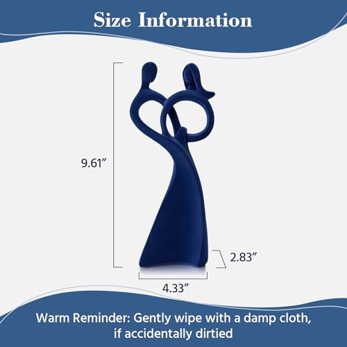 Velvet Flocked Couple Sculpture, Flocked Statue for Anniversary, Wedding Gift, Modern Abstract Art Figurine for Bedroom Decor, Living Room, Table Decor (Dark Blue) - color: Couple02-dark Blue