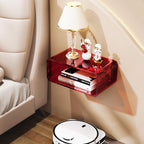 Acrylic Floating Nightstand, Bedside Table, Nightstand Shelf Wall Mounted Bedside Shelf (Red, Small) - color: Red