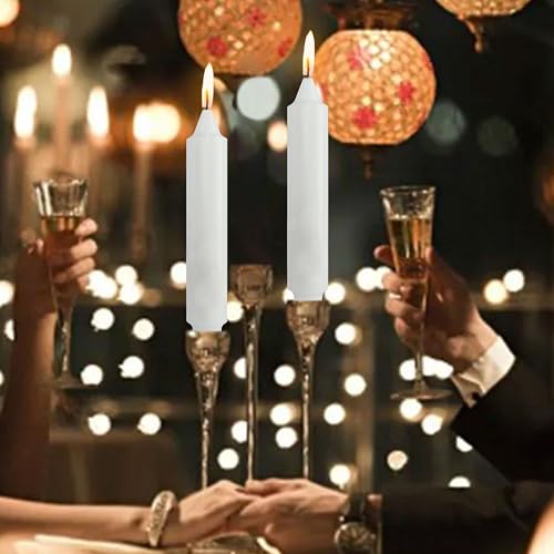 NJAO HOO White Short Taper Candle 7 Inch Candlesticks Unscented Dripless Tapered Candle Set for Home Decor Wedding Party Dinner Candles, 4 Pack - color: White, size: 7 In
