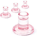 4PCS Pale Pink Taper Candle Holders, Glass Crystal Candlestick Holders Bulk, Clear Candle Holders for Dining Table Centerpiece - color: Pink 4pcs
