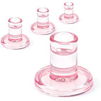 4PCS Pale Pink Taper Candle Holders, Glass Crystal Candlestick Holders Bulk, Clear Candle Holders for Dining Table Centerpiece - color: Pink 4pcs