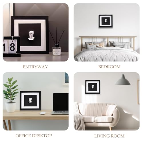 Milnnie 9×9" Modern Luxury David Frame Art Decor – Minimalist Resin Bust in Black and White Shadow Box, Wall or Tabletop Accent for Living Room, Bedroom, Office, Gallery or Gift Display