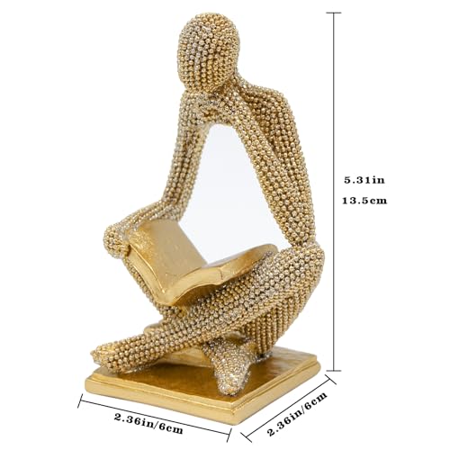 Sparkling Gold Reading Women Statue, Thinker Sculptures, Abstract Art Ornament, Modern Aesthetic Figurine Decoration for Home Living Room Bedroom Office Shelf Table Desk Bookshelf Decor - color: Left