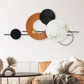 BECHAEO 3D Large Metal Wall Art Decor for Living Room 40"x19" Round Wall Accents Modern Luxury Wall Sculptures Hanging Wall Deco for Dinning Room Bedroom Entryway Office Outdoor